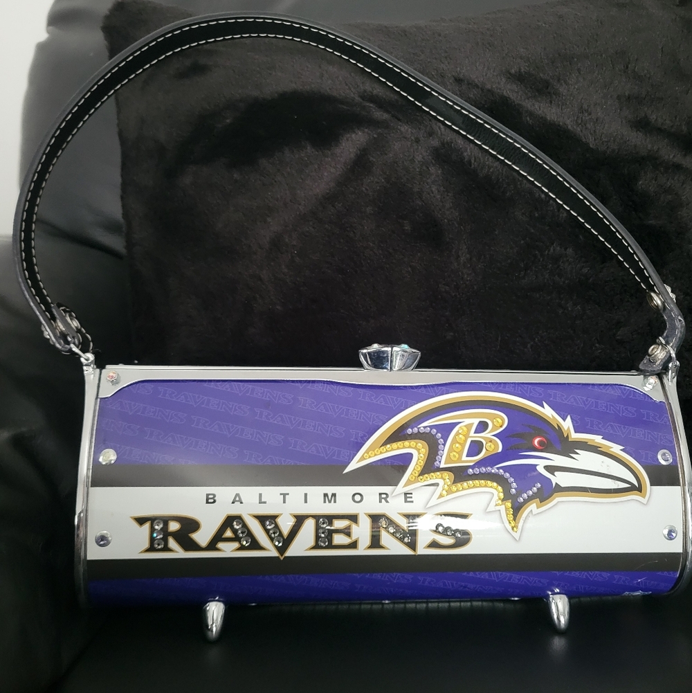 Baltimore Ravens Purple and White Handbag With Gems